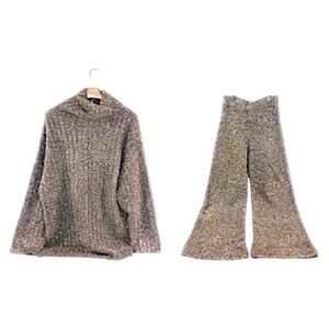 Joseph Metallic Lurex Knit Matching Set | High Neck Sweater & Flare Pants
